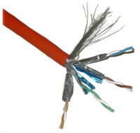 FTP kabel PlanetElite, Cat6A, drát, 4pár LS0H, Dca, oranžový, 500m