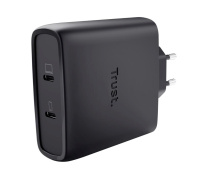 TRUST napájecí adaptér MAXO 100W 2-Port, USB-C, černá