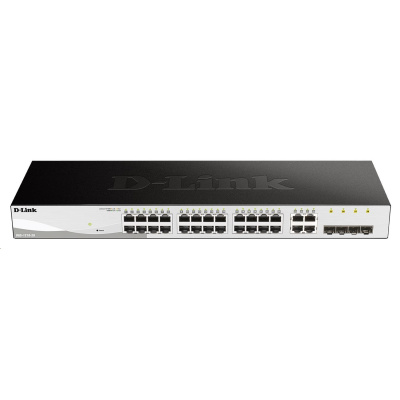 D-Link DGS-1210-28 28-port Gigabit Smart+ Switch, 24x GbE, 4x RJ45/SFP, fanless