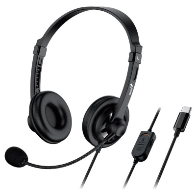 GENIUS sluchátka HS-230U, USB-C, 2.4m, černá