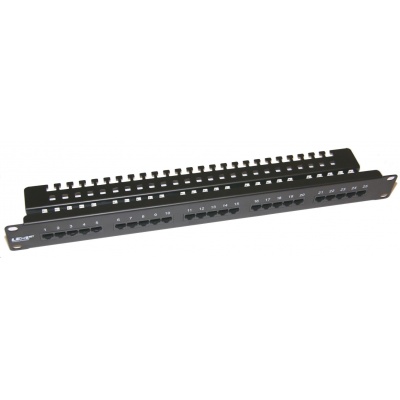 19" Patch panel LEXI-Net telefonní 25port, UTP, Cat3, krone, černý