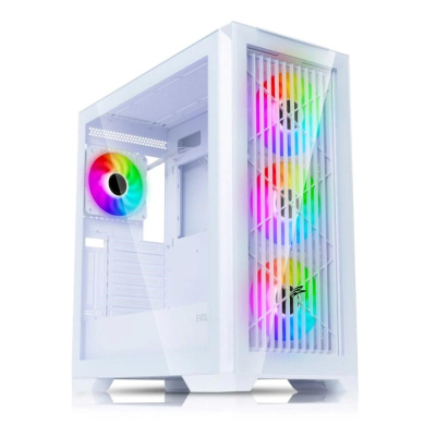 EVOLVEO Ptero Q2G, skříň ATX, 4x ARGB ventilátor, čelní+boční panel sklo, bílá