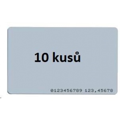 ISO karta 10-pack , RFID 125kHz EM4200, RO, vytisknuté číslo tagu na kartě