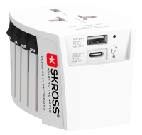 BAZAR - SKROSS cestovní adaptér MUV USB, USB A+C, univerzální pro 150 zemí - Poškozený obal (Komplet)