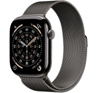 Apple Watch Series 11 GPS + Cellular 42mm Slate Titanium Case with Slate Milanese Loop