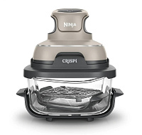 Ninja FN101EUST Crispi, přenosná horkovzdušná fritéza, 4v1, šedá, příkon 1700 W, skleněné nádoby 1,4 l a 3,8 l, bez PFAS