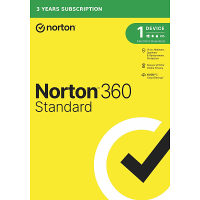 NORTON 360 STANDARD 10GB + VPN 1 uživatel pro 1 zařízení na 3 roky ESD 1+1 (50%)