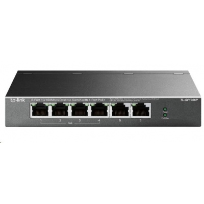 TP-Link switch TL-SF1006P (6x100Mb/s, 4xPoE+, 67W, fanless)