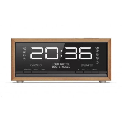 CARNEO C100, rádio DAB+, FM, BT, budík, OLED, wood