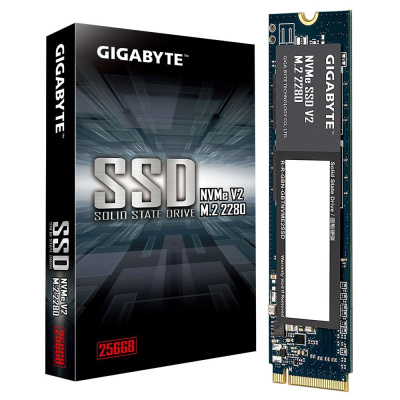GIGABYTE SSD NVMe V2 256GB, PCIe Gen3x4, M.2 2280, (R:3200MB/s,W:1200MB/s)
