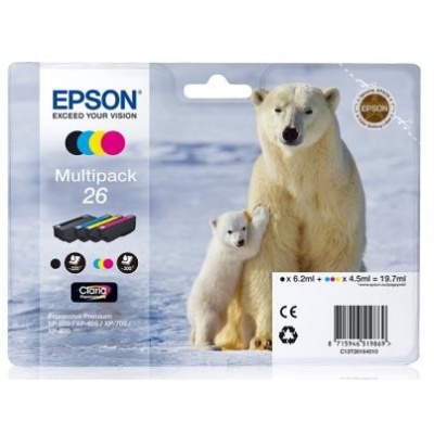 EPSON ink čer+bar "Lední medvěd" CLARIA Premium 26 - multipack (CMYK)