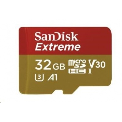 SanDisk MicroSDHC karta 32GB Extreme (100MB/s, Class 10, UHS-I U3 V30) + adaptér