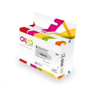 OWA Armor cartridge pro CANON, PACK4, PGI-1500XL CMYK, 35ml/3x12ml/1200p/3x1030p, černá/black+1C+1M+1Y