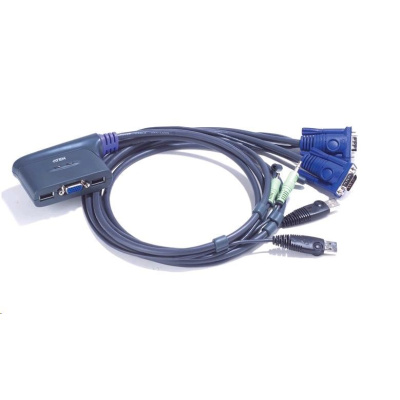 ATEN přepínač KVM 2-port VGA KVMP USB2.0, mini, audio, 0,9m kabely POŠKOZEN OBAL