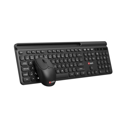 C-TECH klávesnice s myší WLKMC-05B, Bezdrátový set 2.4GHz, CZ, Černá