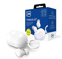 3mk bezdrátová stereo sluchátka FlowBuds 6.0 white, nabíjecí pouzdro, bílá