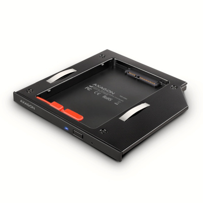 AXAGON RSS-CD09 rámeček pro 2.5" SSD/HDD do DVD slotu, 9.5 mm, LED, hliník