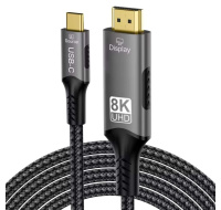 PremiumCord USB-C na HDMI kabel 2m rozlišení obrazu 8K@60Hz,4K@144Hz Aluminium