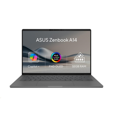 ASUS NTB Zenbook 14 (UX3407QA-OLED339X), X1-26-100, 14" 1920x1200 OLED, 32GB, 1TB SSD, Adreno, W11 Pro, Iceland Gray