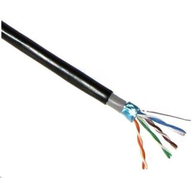 POŠKOZENÝ OBAL - FTP kabel LYNX Cat5E, drát, dvojitý venkovní PE+PVC, černý, 305m cívka - BAZAR