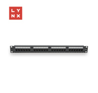 LYNX 19" patch panel 24-port, UTP Cat6, 50µ, nestíněný, černý