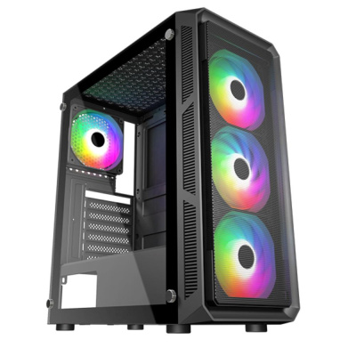 BAZAR - VeinX case HERMES MESH Mid Tower, ATX, 1xUSB 3.0, 2xUSB 2.0, 4x ARGB Fan, ARGB Controller, černá, poškozený obal