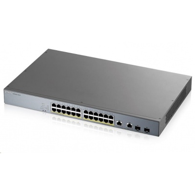 Zyxel GS1350-26HP 26 Port smart managed CCTV PoE switch, long range, 375W, 24x GbE, 2x combo RJ45/SFP