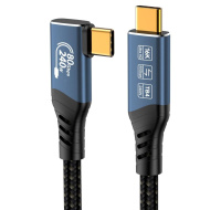 PREMIUMCORD Kabel USB4™ Version2.0 80Gbps 16K@60Hz 240W Thunderbolt 3 a 4 kabel zahnutý 1,5m
