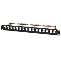 BAZAR - 19" modulární patch panel LEXI-Net 16port, černý - POŠKOZENÝ OBAL