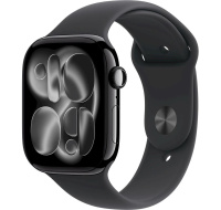 Apple Watch Series 11 GPS + Cellular 46mm Jet Black Aluminium Case with Black Sport Band - S/M