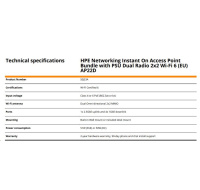 HPE Networking Instant On Access Point AP22D Bundle with PSU Dual Radio 2x2 Wi-Fi 6 (EU) AP22D (desktop or wallmount)