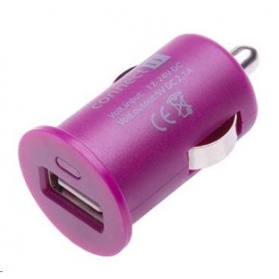 CONNECT IT auto adaptér 1xUSB 2,1A, fialový