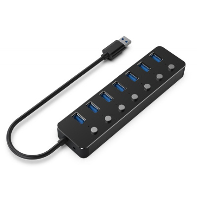 GEMBIRD hub, 7-port USB 3.1 (Gen 1) hub s vypínači