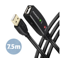 AXAGON ADR-207, USB 2.0 A-M -> A-F aktivní prodlužovací / repeater kabel, 7.5m