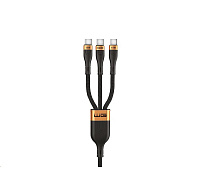 WG - Datový kabel 3v1 Type-C na 3x Type-C, 1,2 metru, 100 W + 15 W + 15 W, černá