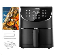 BAZAR - Cosori CP158-AF PREMIUM – 5.5L horkovzdušná fritéza + 5x špíz a gril. rošt, black - Rozbaleno (Komplet)