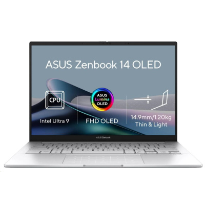 ASUS NTB Zenbook 14 (UX3405CA-OLED233X), Ultra 9-285H, 14" 1920 x 1200, 32GB, 1TB SSD, Intel Arc, W11Pro, Silver